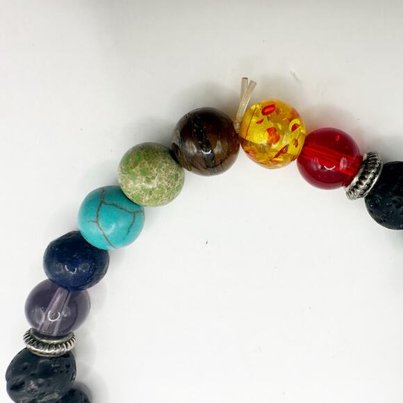 7 Chakra Bracelet Stretch Lava Stone Beads Beaded Boho Inspirational Energy - Picture 9 of 9